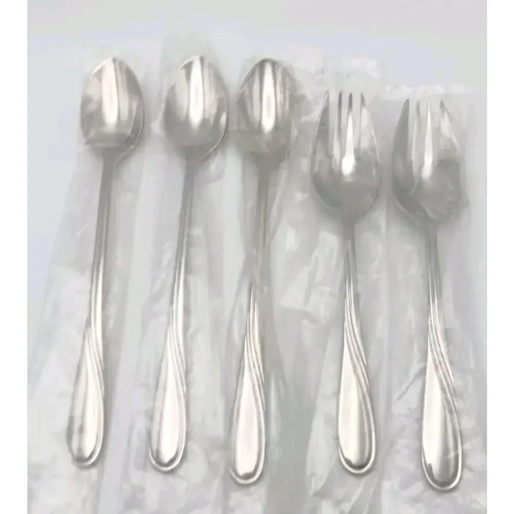 Lenox Summerville 5 Pc IceTea Spoon & Spork Set 18/10 Stainless Flatware Vietnam